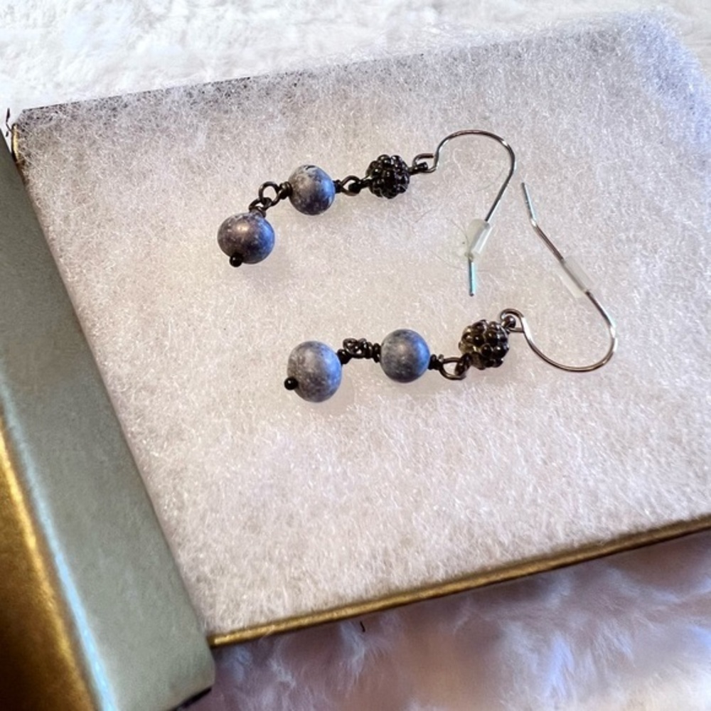 Vintage Elegant Blue Beaded Coral Earrings from Metro museum of Art New York